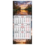 Календарь квартальный 2027 г., 1 блок, 1 гребень, бегунок, МИНИ, офсет, BRAUBERG, «Лесное озеро»