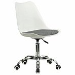 Кресло стул BRABIX «Eames MG-310 CH», хром, пластик белый, ткань серая