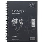 Альбом для графики, 30л., А5, на спирали Гамма «Студия», черный, 140г/м3