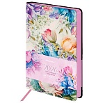 Ежедневник датированный 2026 А5 138×213 мм, BRAUBERG «Vista», под кожу, гибкий, «Цветы»