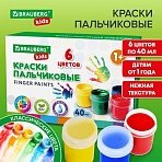 Краски пальчиковые для малышей от 1 годаКЛАССИКА6 цветов по 40 млBRAUBERG KIDS192396