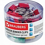 Зажимы для бумаг BRAUBERG, комплект 48 шт., 25 мм, на 100 л., цветные, в пластиковом цилиндре