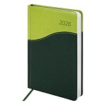 Ежедневник датированный 2026 А5 138×213 мм, BRAUBERG «Bond», под кожу, зеленый/салатовый