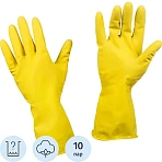 Перчатки латексные резиновые желтые р-р S ЭКОНОМ (10 пар/уп)