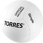 Мяч вол. TORRES Simple, V32105, р.5, синт. кожа (ТПУ), маш. сшивка, бел-чер