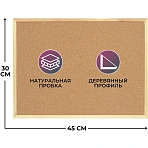 Доска пробковая 30х45 деревян. рама ATTACHE