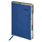 Ежедневник датированный 2026 А5 148×218 мм, GALANT «Infinity Silver», под кожу, синий