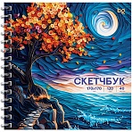 Скетчбук 40л., 170×170 BG «Звездная ночь», на гребне, матовая ламинация, выборочный лак, 120г/м2