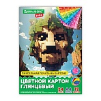 Картон цветной А4 МЕЛОВАННЫЙ, 24 листа, 12 цветов, в папке, BRAUBERG KIDS, M. Craft, 200×290 мм