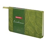Еженедельник датированный 2026 МАЛЫЙ ФОРМАТ 95×155 мм, А6, BRAUBERG «Foliage», под кожу, зеленый