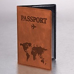Обложка для паспорта «Passport Map»мягкая экокожакоричневаяSTAFF238876