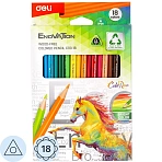 Карандаши цветные Deli Enovation 18 цветов трехгранные