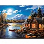 Картина стразами (алмазная мозаика) 30×40 см, ОСТРОВ СОКРОВИЩ «Вечер в горах», без подрамника