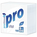 Салфетки бумажные 100 шт., 24×24 см, PROtissue COMFORT, белые, 100% целлюлоза