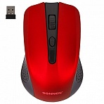 Мышь беспроводная SONNEN V99, USB, 800/1200/1600 dpi, 4 кнопки, оптическая, красная