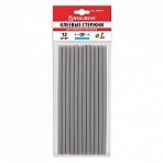 Клеевые стержни, диаметр 7 мм, длина 200 мм, серебристые, комплект 12 шт., BRAUBERG, европодвес