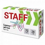 Скрепки STAFF 28 мм, цветные, 70 штук