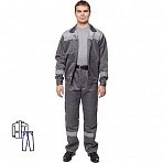 Костюм рабочий летний мужской л22-КБР с СОП темно-серый/светло-серый (размер 48-50, рост 170-176)