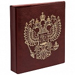Альбом для монет OfficeSpace «Символика России» формат Optima, 230×270 на кольцах, бордовый, 10л., иск. кожа