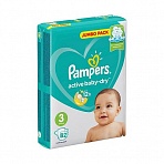 Подгузники Pampers «Active Baby», миди (6-10 кг), 82шт+ Premium миди(6-11кг)(ПОД ЗАКАЗ)