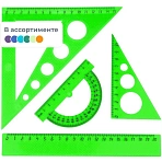 Набор чертежный средний: (линейка 20 см, угольники 10 и 15 см, транспортир 10 см)
