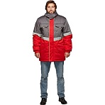 Куртка рабочая зимняя муж з43-КУ сер/красн (р.64-66) 170-176(серия З)