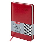 Ежедневник датированный 2026, А5, 138×213 мм, BRAUBERG «Rainbow», под кожу, красный