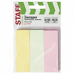 Закладки клейкие бумажные STAFF, 76×25 мм, 3 цвета х 100 листов