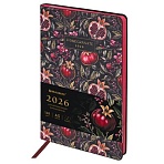 Ежедневник датированный 2026 А5 138×213 мм, BRAUBERG «Vista», под кожу, гибкий, «Pomegranate»