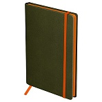 Ежедневник недатированный, А5, 136л., твердый переплет, кожзам, BG «Contrast. Khaki», болотный, цветной срез, на резинке