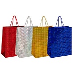Пакет подарочный 26×13x32 см (L), НАБОР 4 шт., 4 дизайна, голография, ЗОЛОТАЯ СКАЗКА