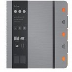 Бизнес-тетрадь А4+, 80л., Berlingo «Steel&Style Pro», клетка, на гребне, 80г/м2, перфорация, разделители, линейка, закладка, серебристый металлик