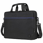 Сумка портфель BRAUBERG PRACTICAL с отделением для ноутбука 15.6", Blue line, черная, 29×40х7 см