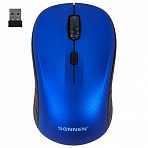 Мышь беспроводная SONNEN V-111, USB, 800/1200/1600 dpi, 4 кнопки, оптическая, синяя