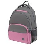 Рюкзак Berlingo U3 «Grey-pink» 41×29.5×13.5см, 2 отделения, 4 кармана, эргономичная спинка