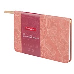 Еженедельник датированный 2026 МАЛЫЙ ФОРМАТ 95×155 мм, А6, BRAUBERG «Foliage», под кожу, розовый