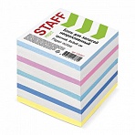 Блок для записей STAFF непроклеенный, куб 9×9×9 см, цветной, чередование с белым