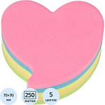 Стикеры фигурные Kores FANTASY HEART 70×70мм,5смешан. неон. цв. по 250л 48705
