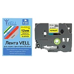 Картридж Vell VL-631CH(с чипом,12 мм, черный/желтом) для PT-100E/100ECH/D200