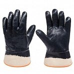 Перчатки утепленные от хим/нефтепродуктов антистатические Чибис ШНК хлопковые с нитрильным покрытием синие (размер 10, XL)