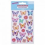 Наклейки гелевые «Пастельные бабочки», с блестками, 10×15 см, ЮНЛАНДИЯ, 661780