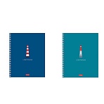 Тетрадь А5, 96 л., HATBER, гребень, клетка, Soft-touch ламинация, «Lighthouse» (микс в спайке), 089770