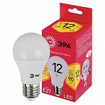 Лампа светодиодная ЭРА, 12(90)Вт, цоколь Е27, груша, теплый белый, 25000 ч, LED A60-12W-3000-E27