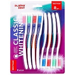 Зубная щетка жесткая CLASSIC WHITENING, безопасное отбеливание, КОМПЛЕКТ 8 шт., LAIMA DENT