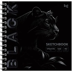 Скетчбук 40л., 170×170 BG «Black. Tiger», на гребне, soft tuch, выборочный лак, 120г/м2