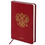 Ежедневник датированный 2026 А5 138×213 мм, BRAUBERG «State», под кожу, красный