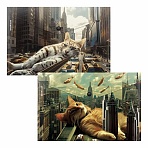 Папка-конверт с кнопкой ERICH KRAUSE «Big City Cats», A4, до 120 листов, непрозрачная, ассорти, 0.16 мм