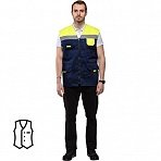 Жилет рабочий летний л30-ЖЛ с СОП синий/лимонный (размер 44-46, рост 182-188)