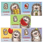 Альбом для рисования А4 24 л., скоба, обложка картон, тиснение, HATBER, 205×290 мм, «Хорошо быть ёжиком», 079721