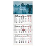 Календарь квартальный 2026г, 3 блока 3 гребня бегунок, офсет, BRAUBERG, Утро в лесу